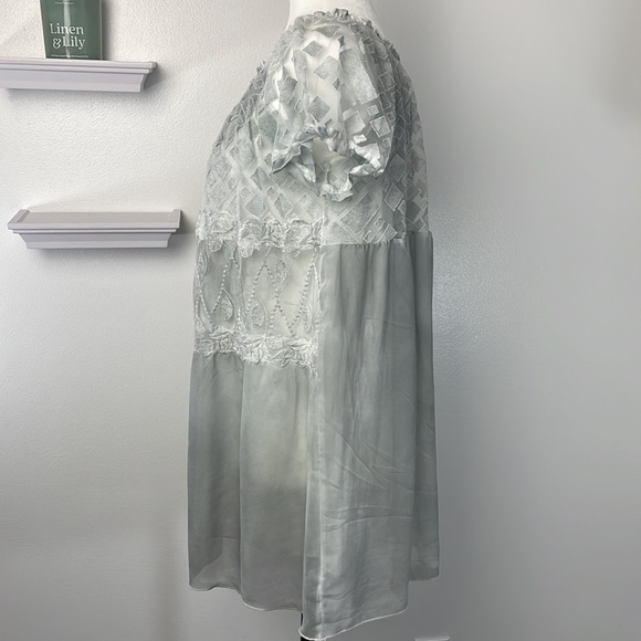 Sheer Short Sleeve Blouse Dress Size Medium - Picture 2 of 10
